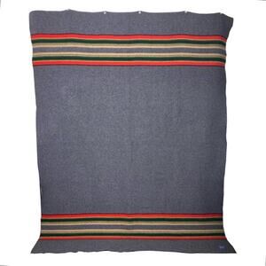 NWOT PENDLETON Yakima Camp Blanket Wool 88x68 Reversible Stripe Grey Full Queen